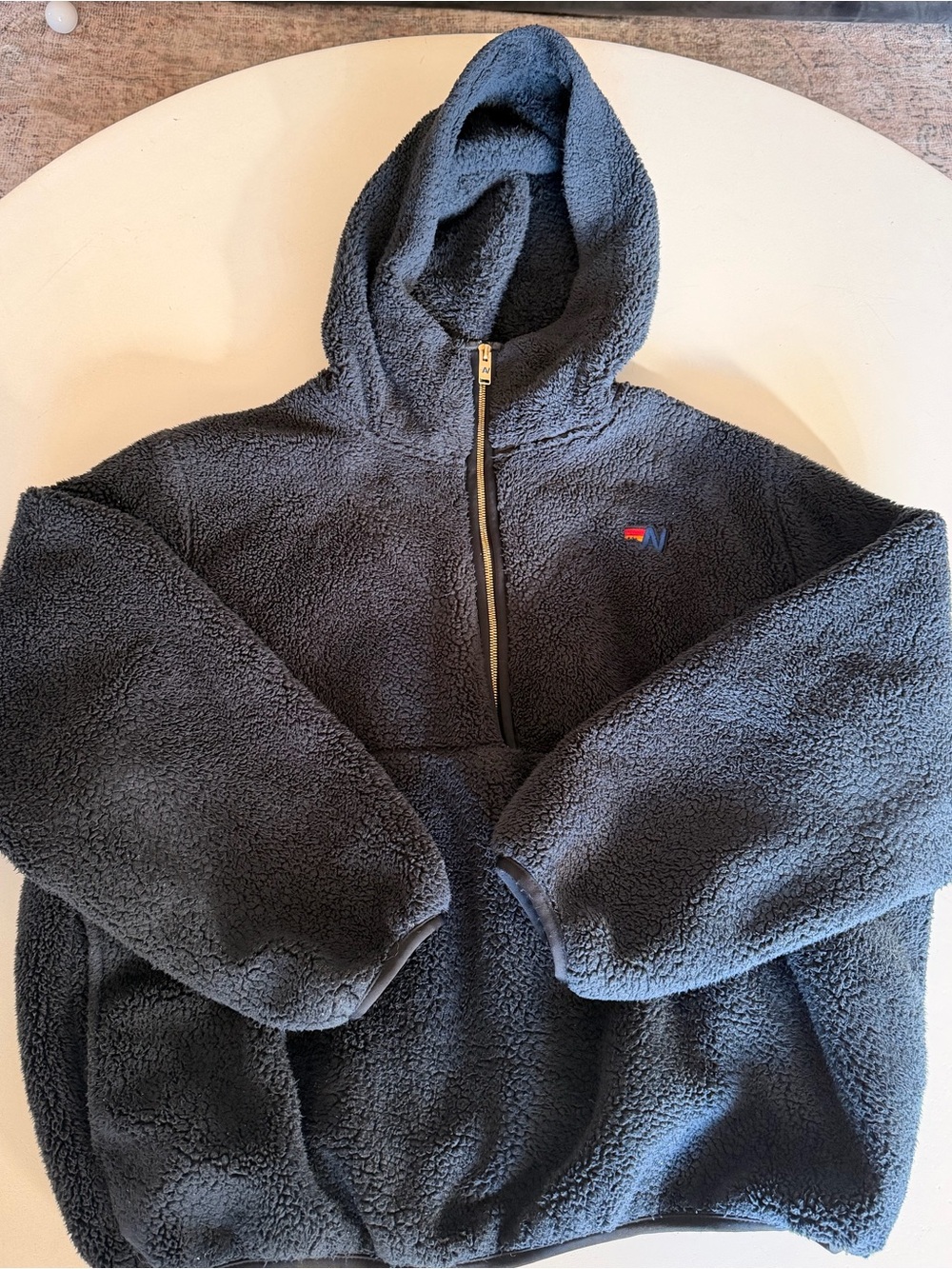 Aviator Nation Sherpa Fleece Hooded Jacket Charcoal Size Medium